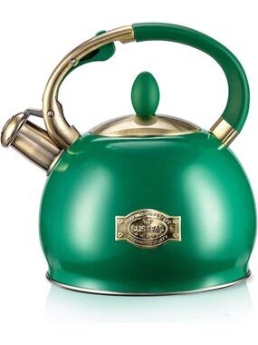 SUSTEAS Kitchen Whistling Tea Kettle 2.64QT Stainless Steel Stove Top Green